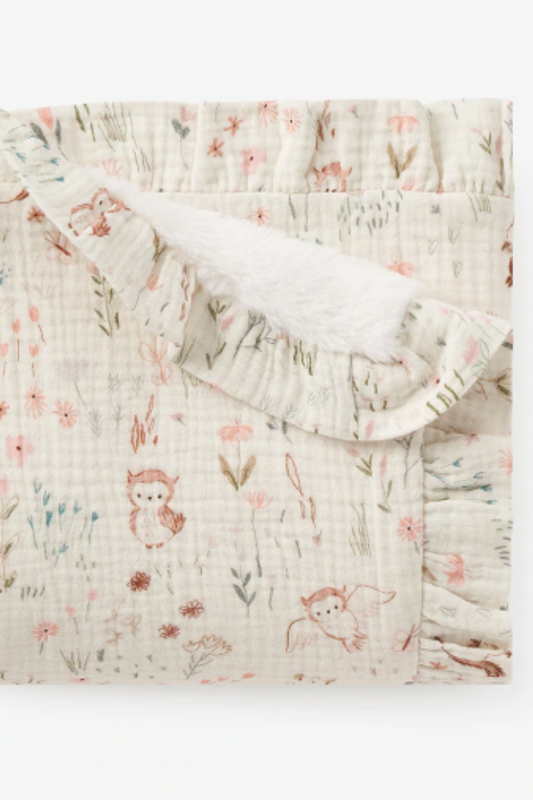 Owl Print Blanket Fur Back | Elegant Baby