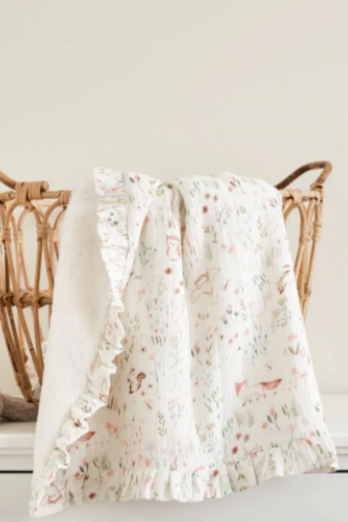 Owl Print Blanket Fur Back | Elegant Baby