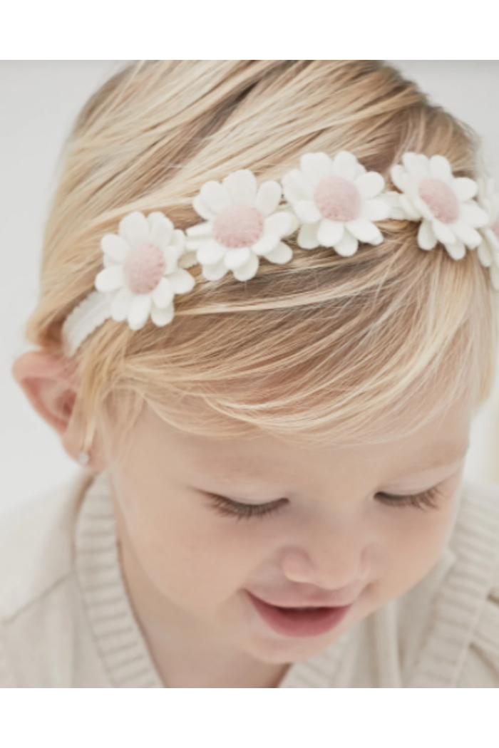 Cream Flower Crown Felt Nylon Baby Headband | Elegant Baby