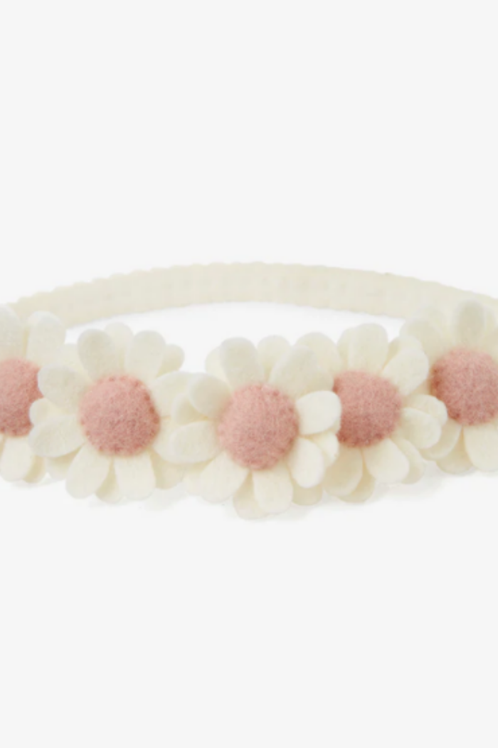 Cream Flower Crown Felt Nylon Baby Headband | Elegant Baby