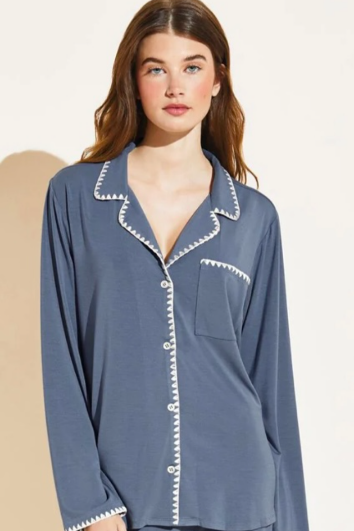Frida Whip Stitch Long PJ Set | Eberjey