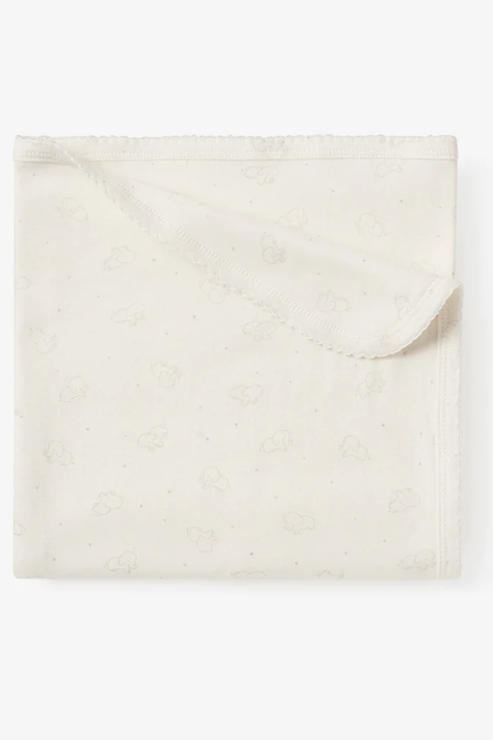 Elephant Print Cotton Layette Baby Blanket 30×40 | Elegant Baby