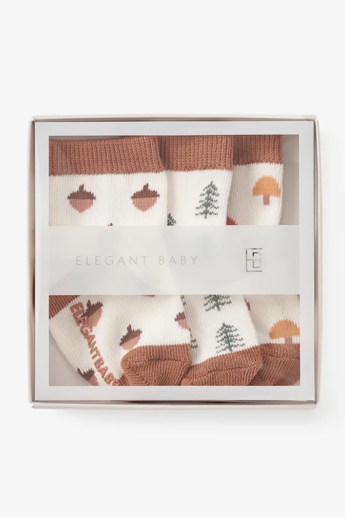 Forest Non-Slip Baby Socks 3-Pack | Elegant Baby