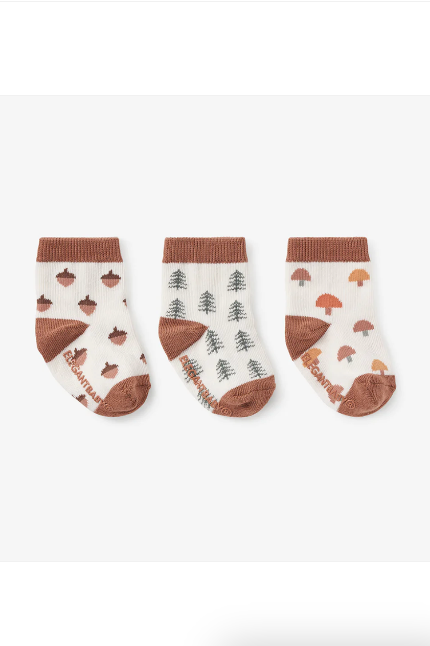 Forest Non-Slip Baby Socks 3-Pack | Elegant Baby