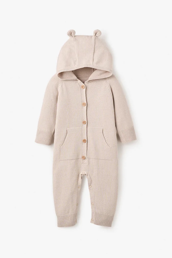 Hooded Knit Jumpsuit | Elegant Baby
