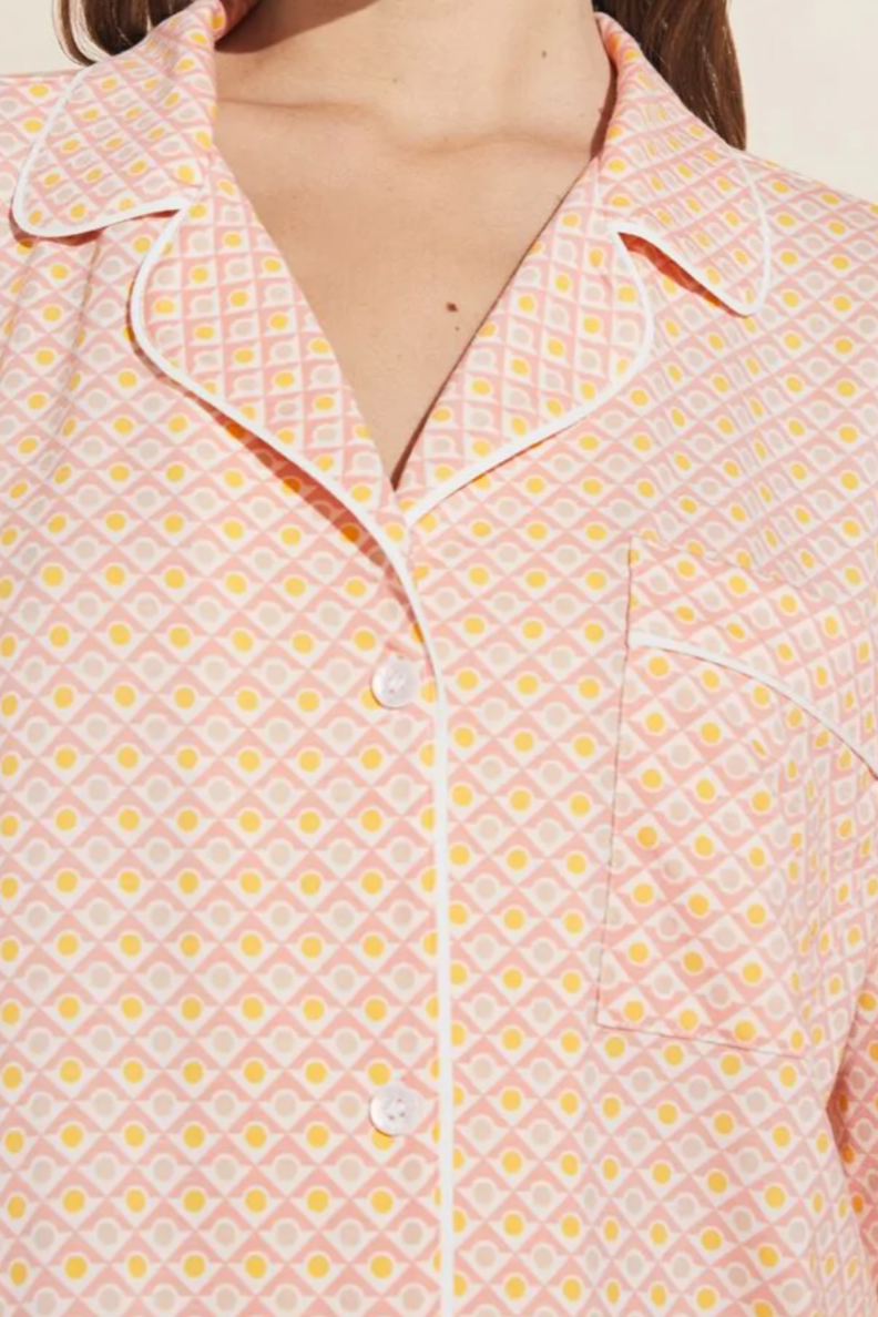 Eberjey Gisele Long PJ Set — Geo Tile detail