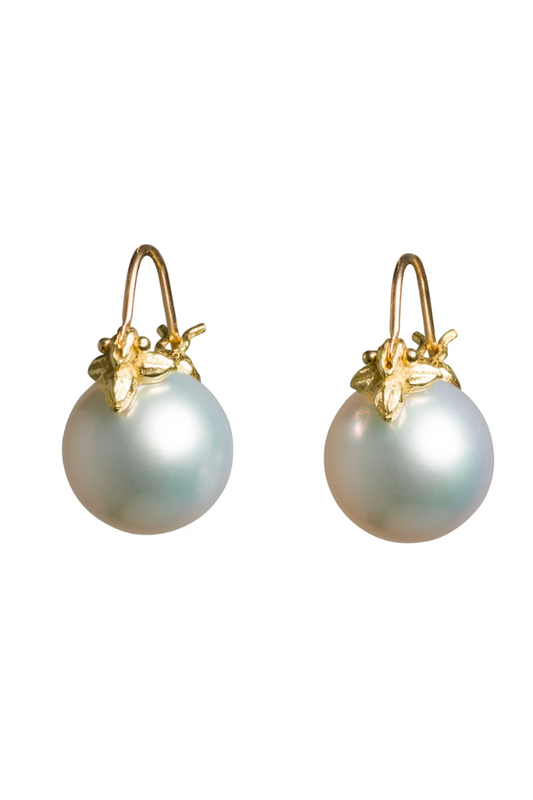 11mm Round White South Sea Pearl 18k Flyer Earrings | Gabrielle Sanchez