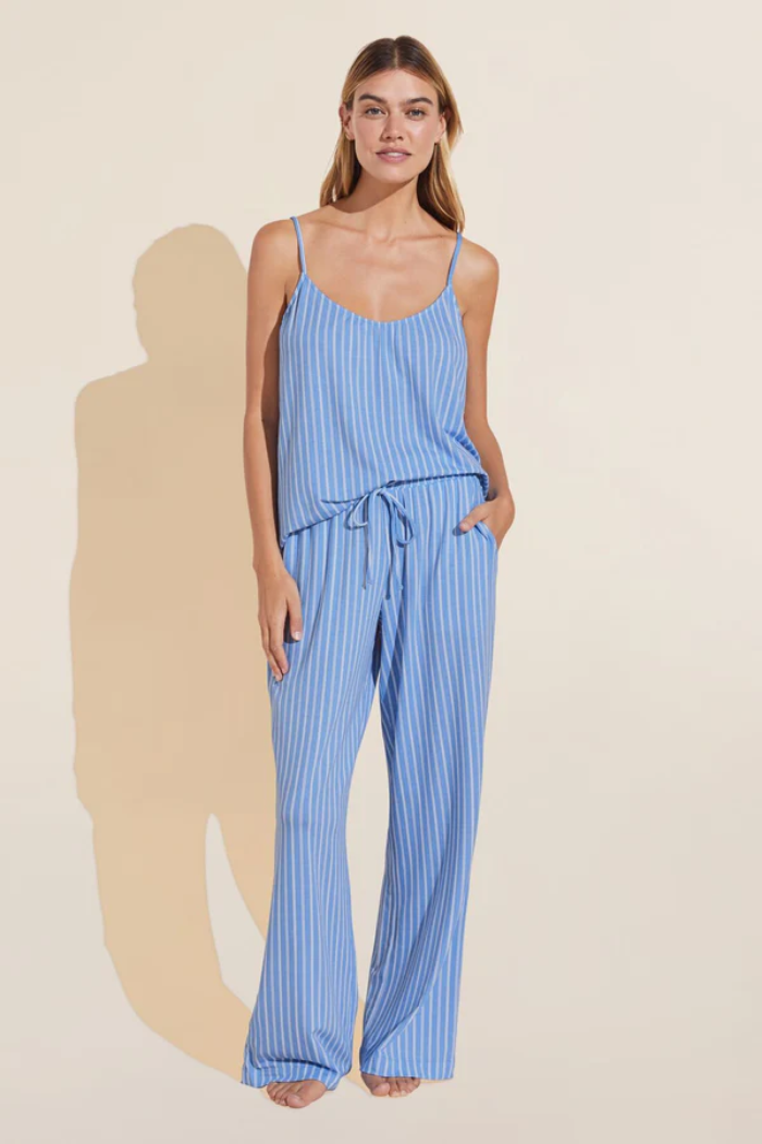 Eberjey Gisele Cami & Pant PJ Set — Blue / White Stripe