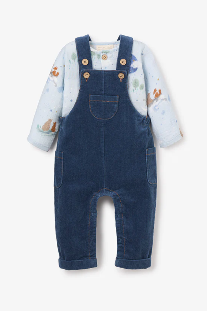 Magical Adventure Print Top and Corduroy Overalls | Elegant Baby