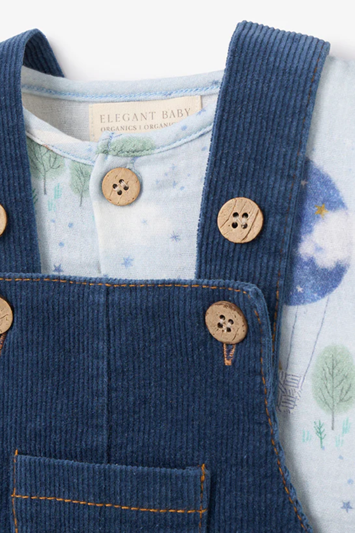 Magical Adventure Print Top and Corduroy Overalls | Elegant Baby