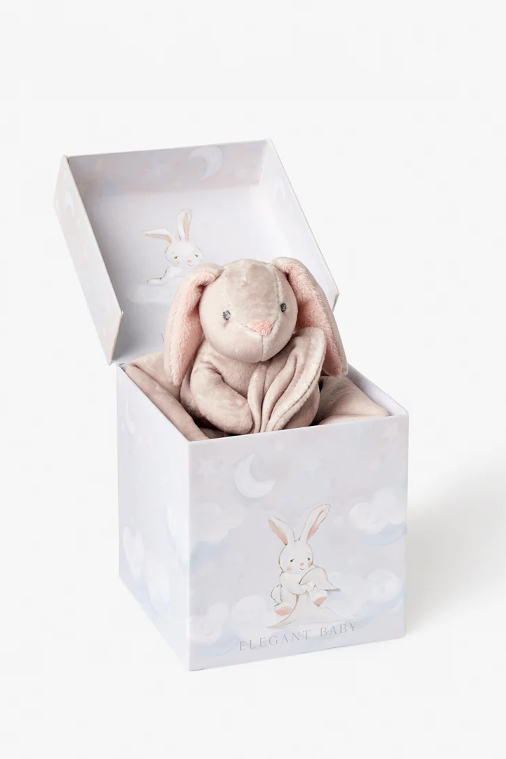 Taupe Lovie Bunny Security Blankie, Boxed | Elegant Baby
