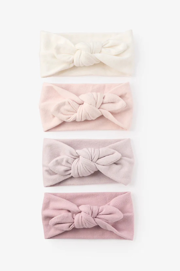 BRUSHED COTTON KNOTTED BOW HEADBAND 4 PACK