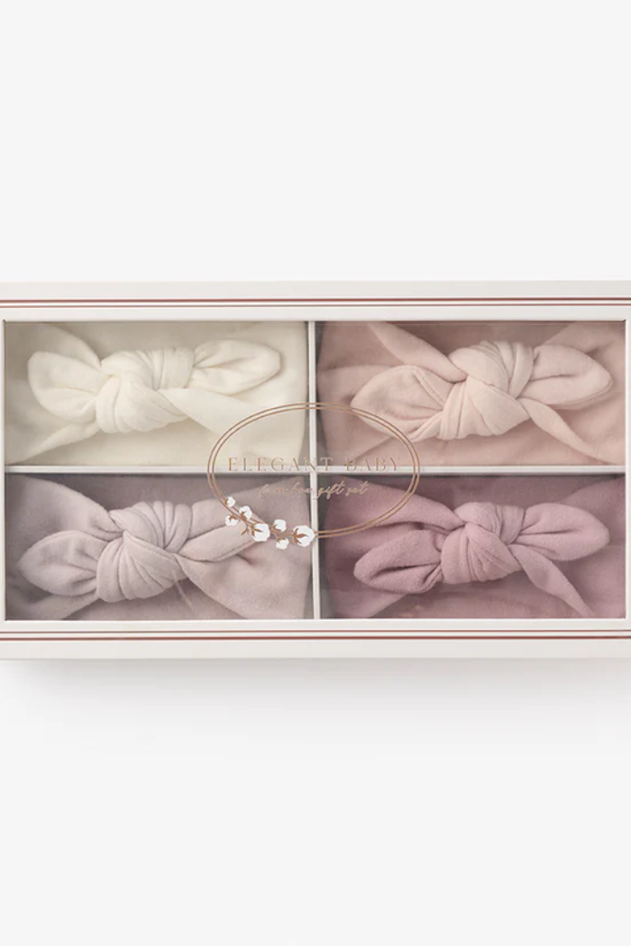 BRUSHED COTTON KNOTTED BOW HEADBAND 4 PACK