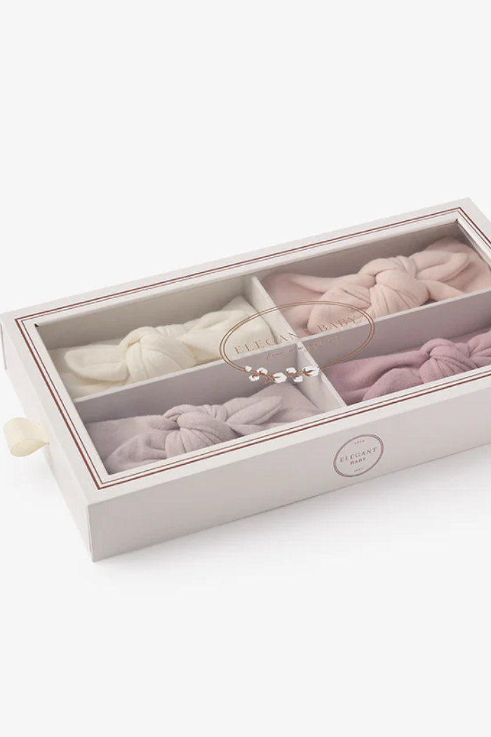 BRUSHED COTTON KNOTTED BOW HEADBAND 4 PACK