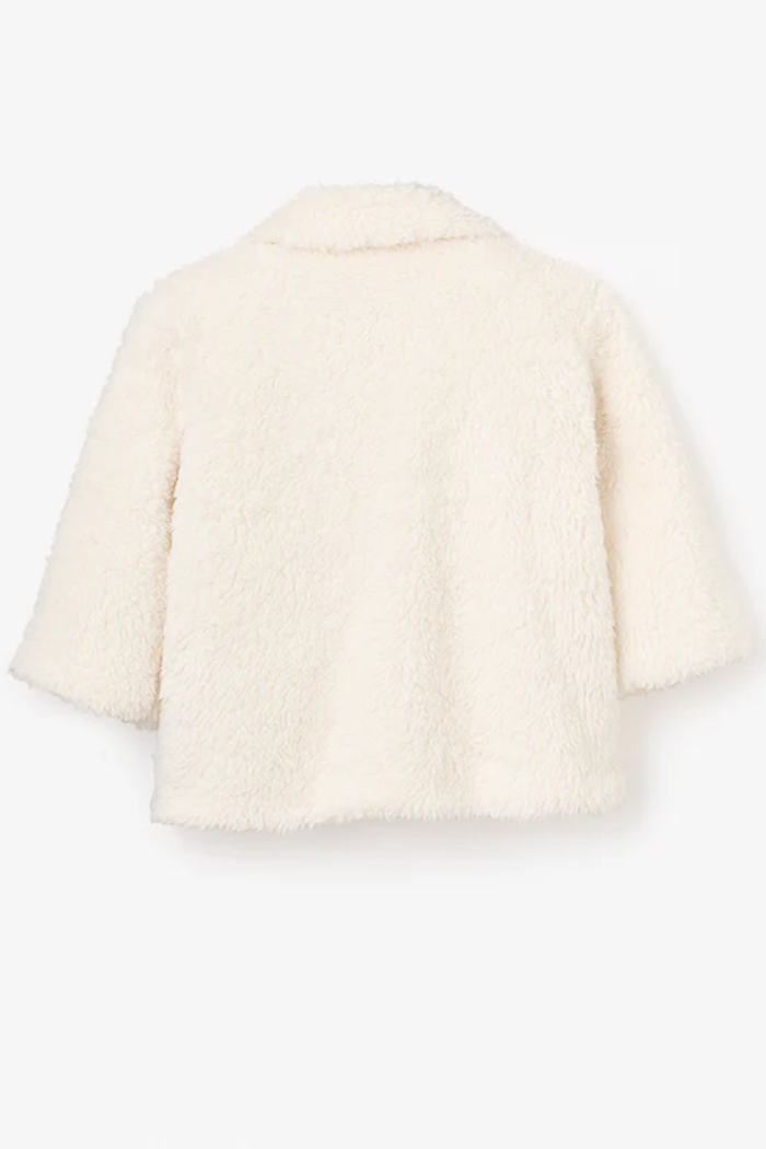 Whisper White Sherpa Teddy Coat | 9–12M | Elegant Baby