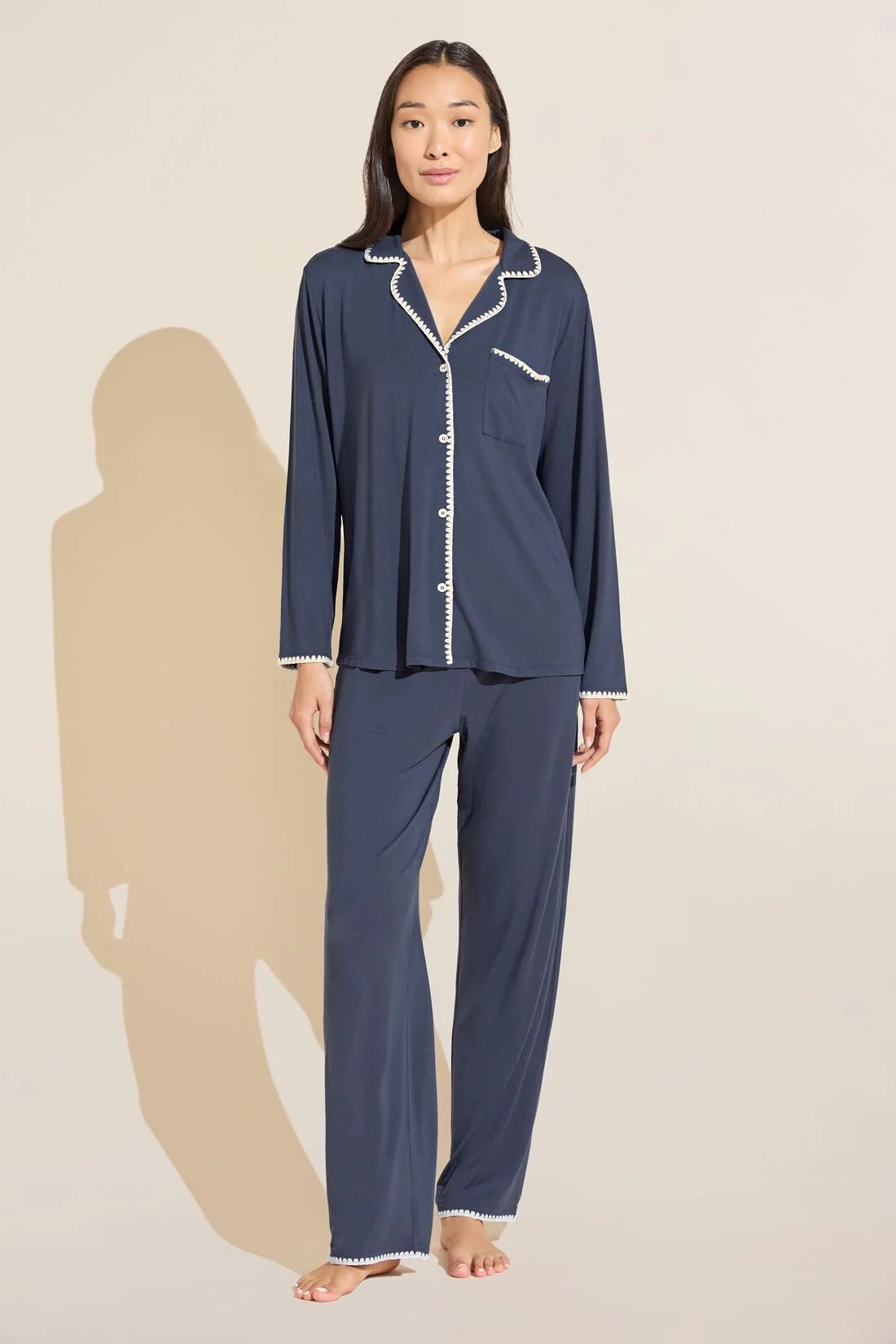 Frida Whip Stitch Long PJ Set | Eberjey