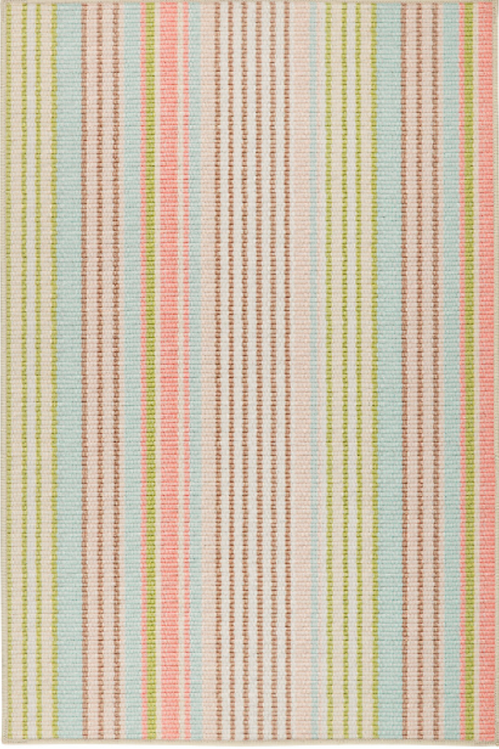Ana Ticking Aqua Machine Washable Rug
