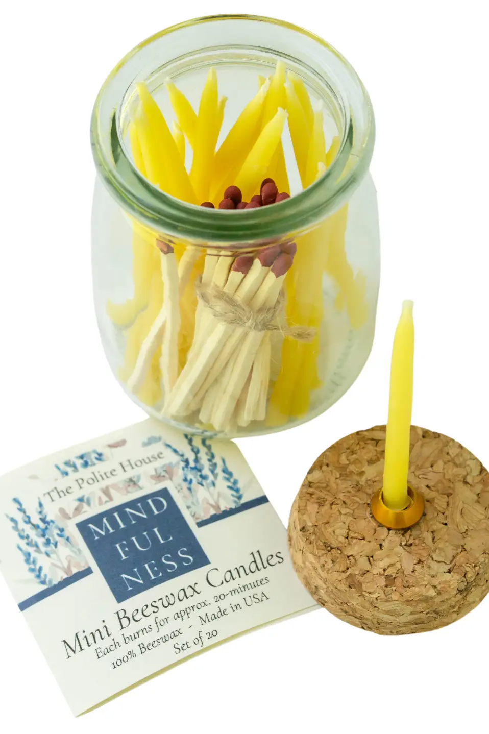 The Polite House / Mini Beeswax Candles: Mindfulness 20-Minute Candles - Jar