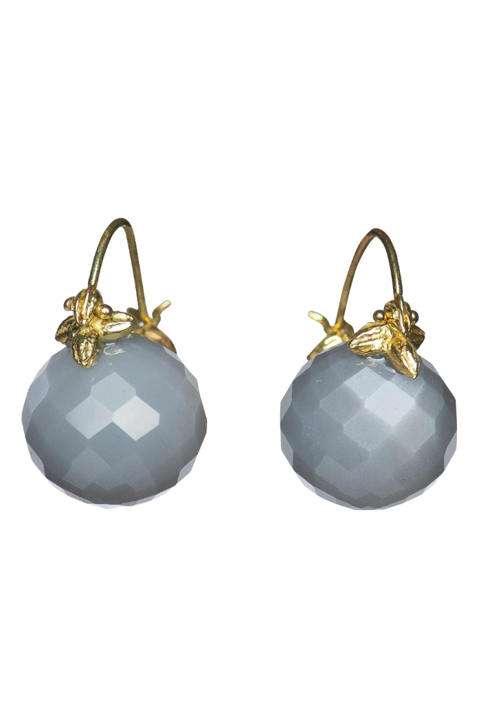Grey Moonstone 12mm 18k Flyer Earrings | Gabrielle Sanchez