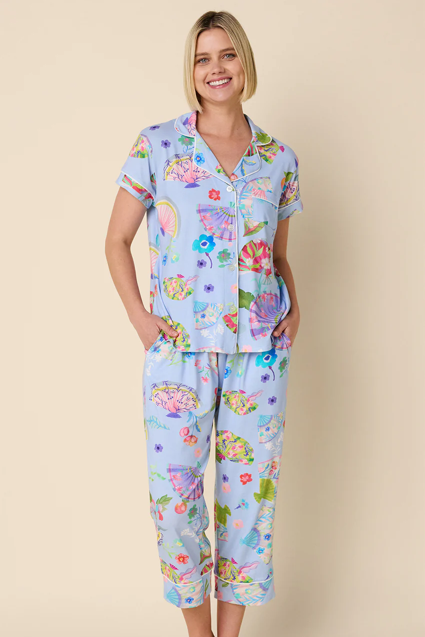Shanghai Fans Pima Knit Capri Set | The Cat's Pajamas