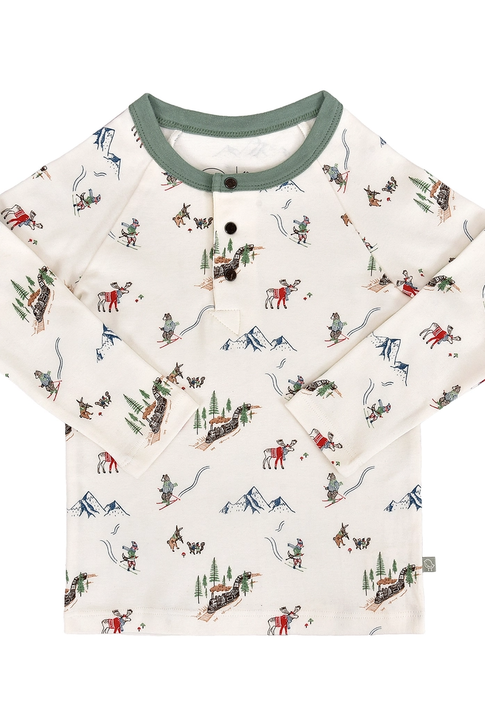 Long Sleeve Henley Shirt Mountain Express Oraganic Cotton