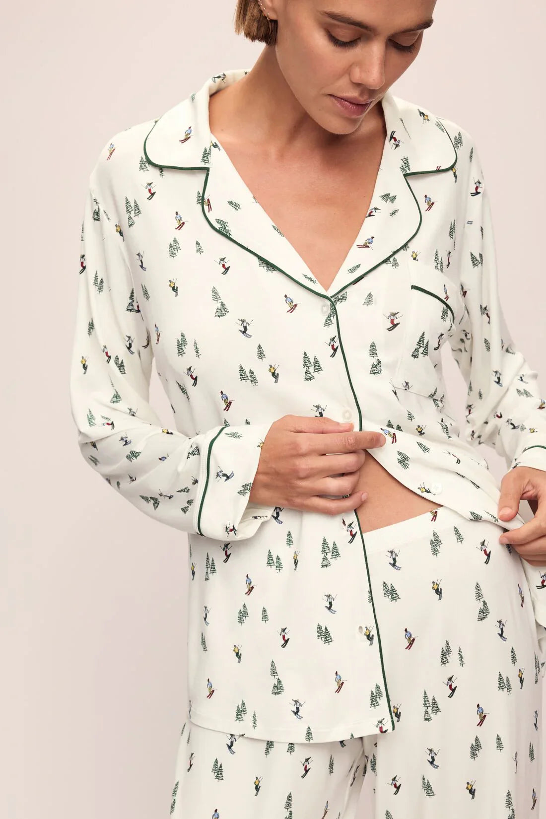 Eberjey Gisele Long PJ Set — Alpine Skier detail