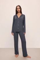 Eberjey Gisele TENCEL Modal Rib Long PJ Set — Graphite
