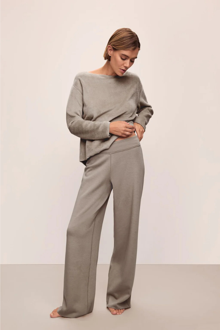 Reversible Plush Raw Edge Pullover & High Waist Pant Set | Eberjey