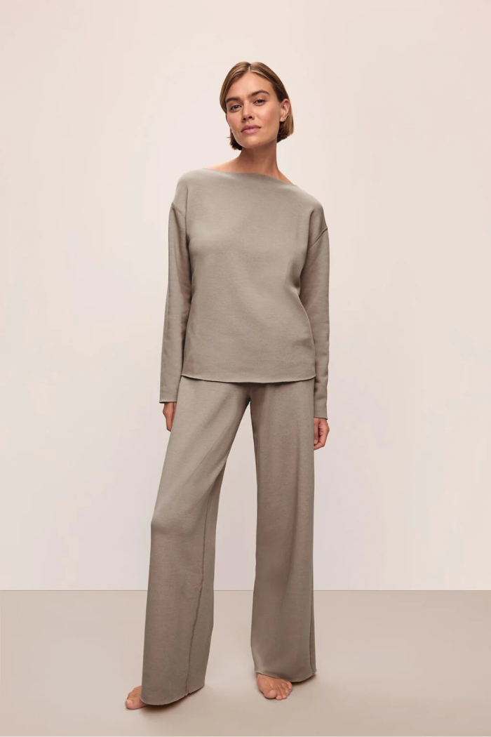 Reversible Plush Raw Edge Pullover & High Waist Pant Set | Eberjey