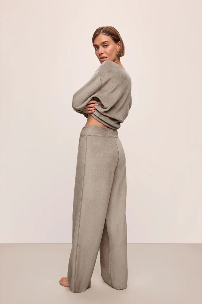 Reversible Plush Raw Edge Pullover & High Waist Pant Set | Eberjey