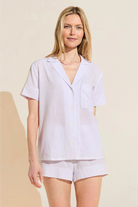 Eberjey Nautico Shortie Short PJ Set White Lavender - front