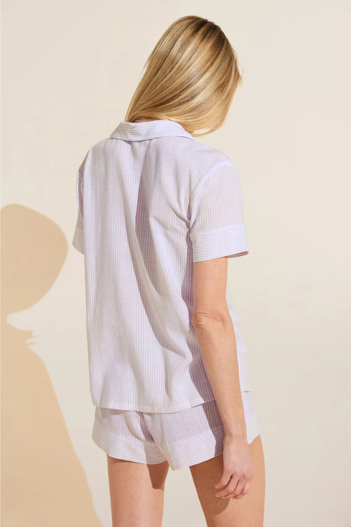 Eberjey Nautico Shortie Short PJ Set White Lavender - back