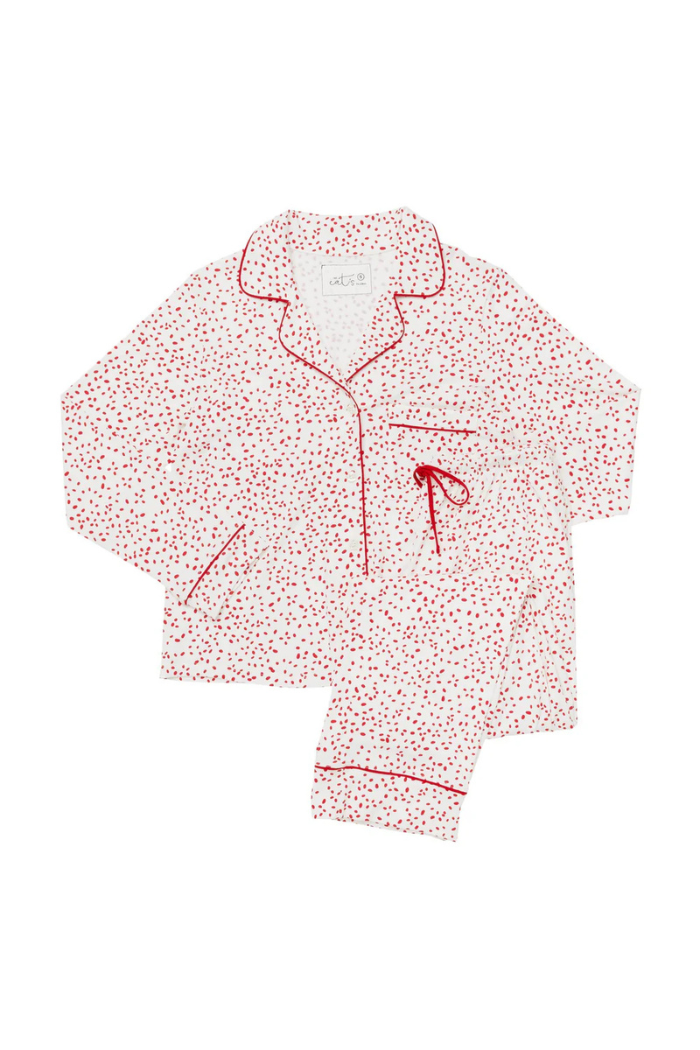 Confetti Dot Pima Knit Pajama (Red) | The Cat's Pajamas
