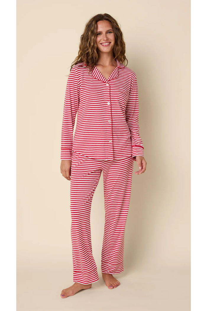 Essential Stripe Pima Knit Pajama (Red) | The Cat's Pajamas