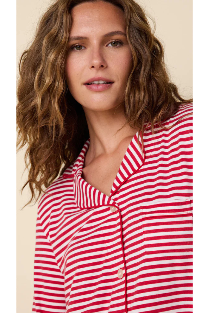 Essential Stripe Pima Knit Pajama (Red) | The Cat's Pajamas