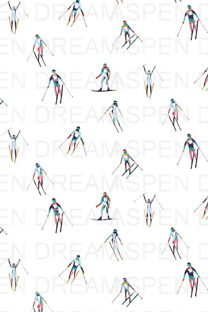 Long Pajama Set — Skiing White detail