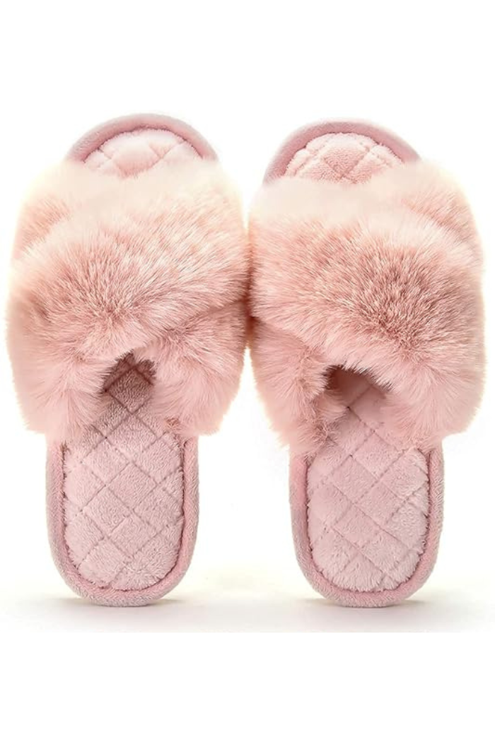 Women Luxury Fluffy Plush Slippers Wedding Shoes Bride