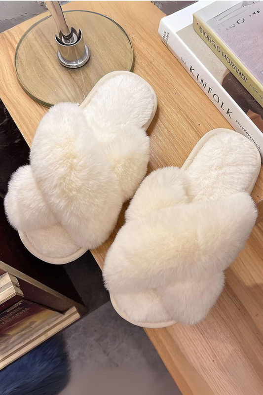 Women Luxury Fluffy Plush Slippers Wedding Shoes Bride