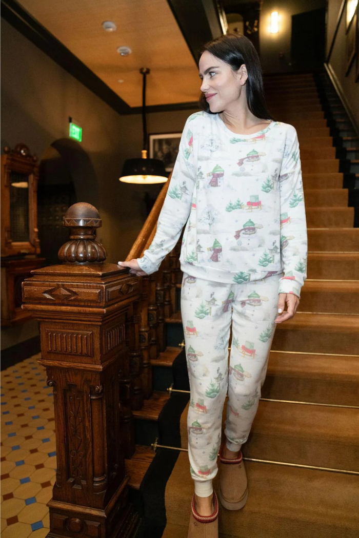 Long Pajama Set — Snowman back