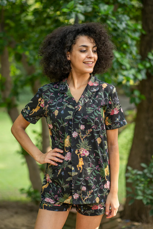 Whisper Weight Cotton  Ubud Black Shorts & Top Pj Set