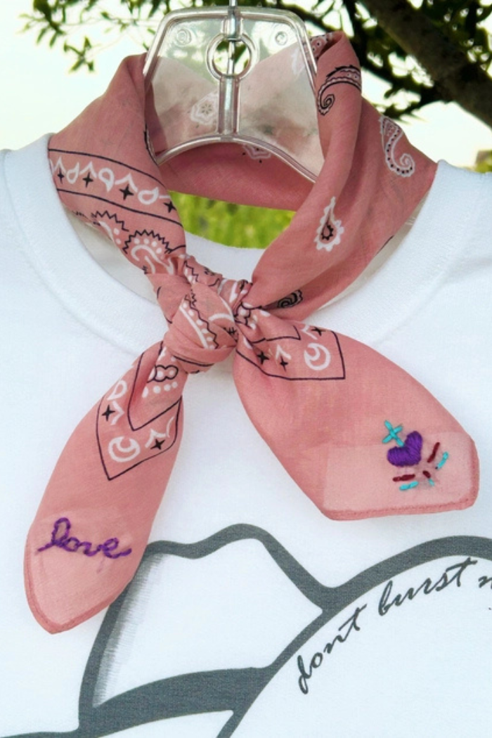 Embroidered Sacred Heart Bandana