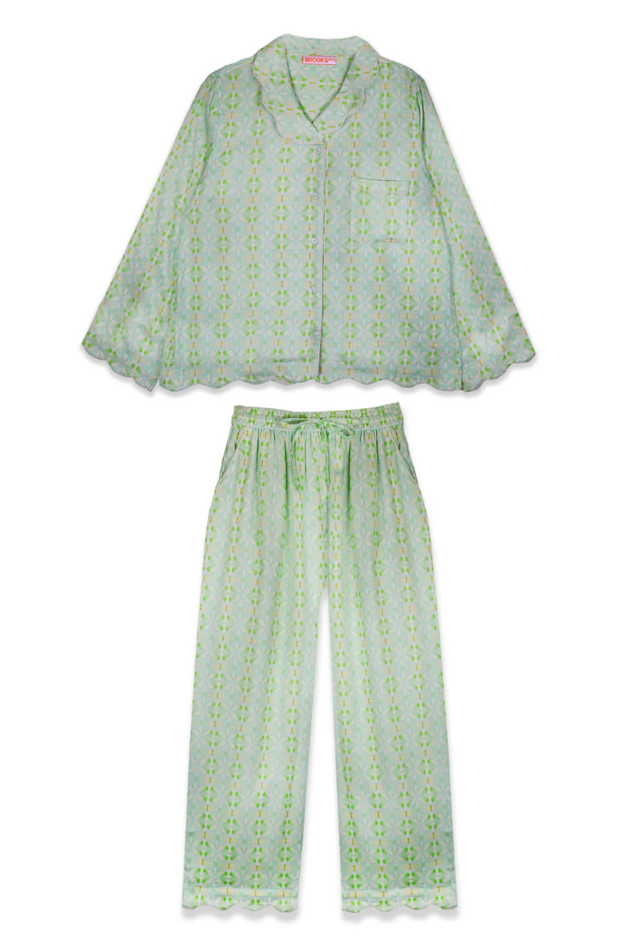 Scalloped Pajama Set Long - Elephant Falls