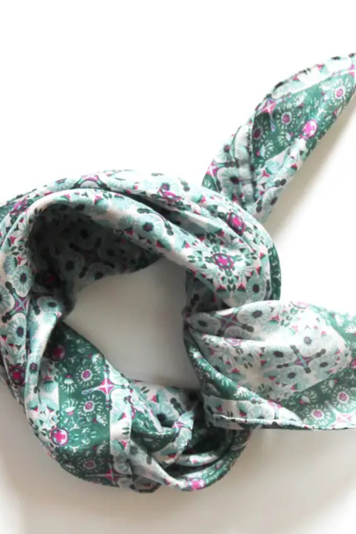 100% Silk Square Scarf/Mini Aadir/Jaune, Yellow