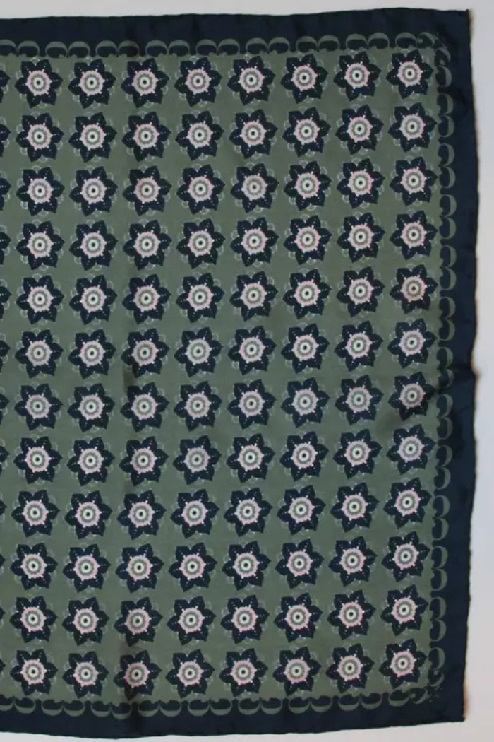 Daisy Khaki Mini Silk Scarf | Les Belles Vagabondes