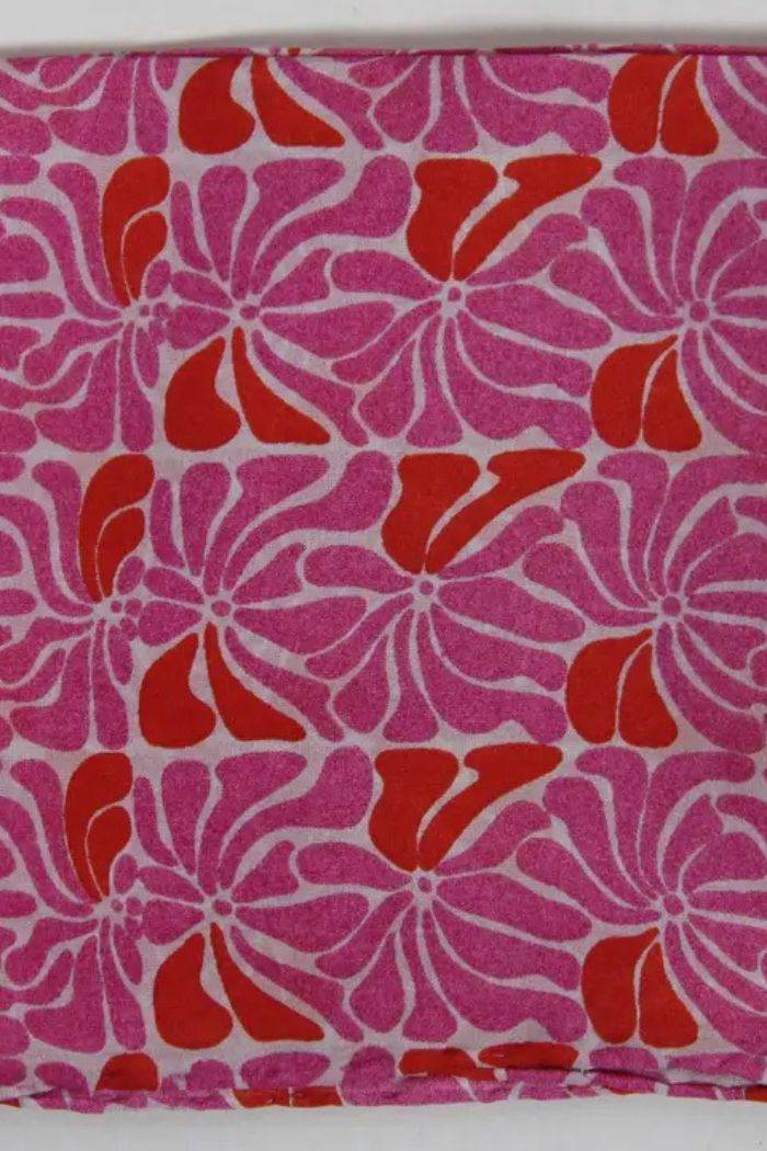 Plumeria Fuchsia Mini Silk Scarf | Les Belles Vagabondes
