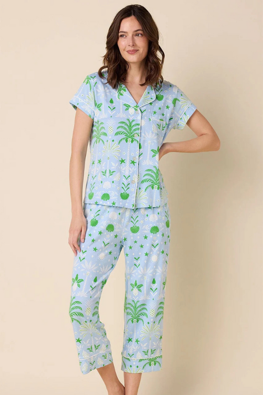 Tropicana Palm Pima Knit Capri Set | The Cat's Pajamas