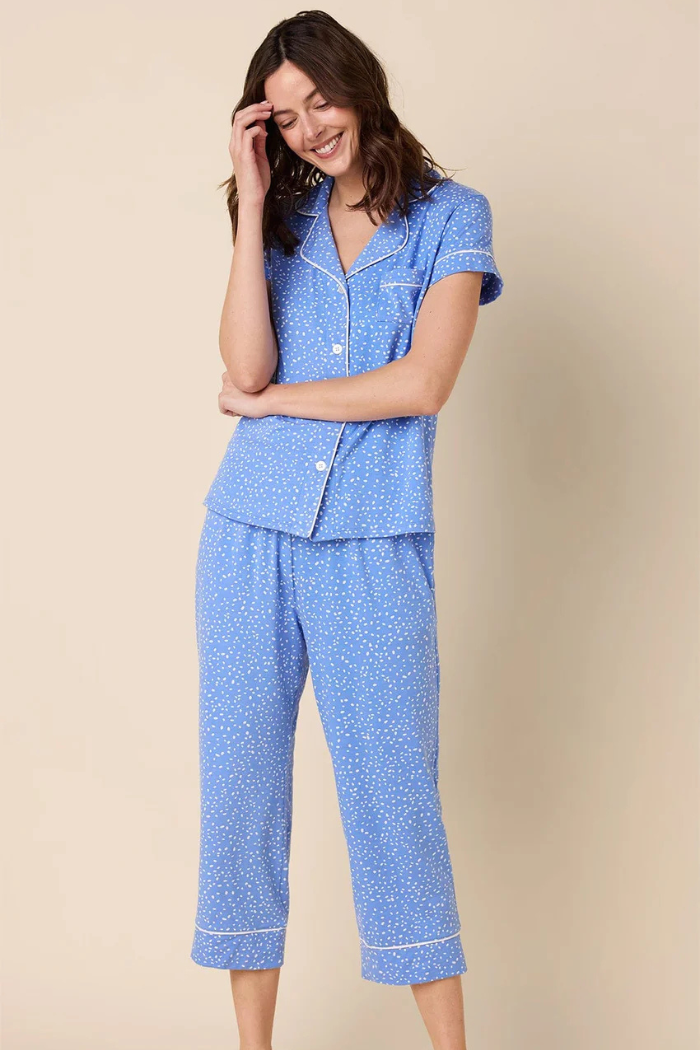 Confetti Dot Pima Knit Capri Set (Provence) | The Cat's Pajamas