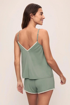 Eberjey Frida TENCEL Modal Cami & Shortie Short PJ Set — Eucalyptus/Ivory back