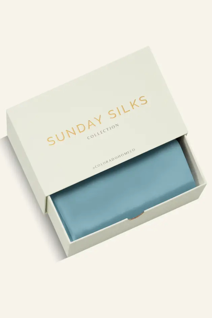 Sunday Silks Mineral Blue silk pillowcase