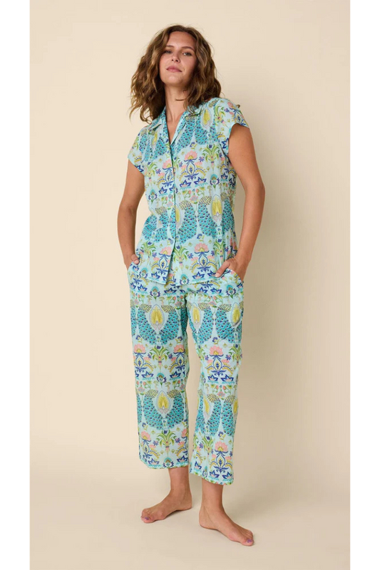 Peacock Cotton Voile Capri Pajama Set | The Cat's Pajamas